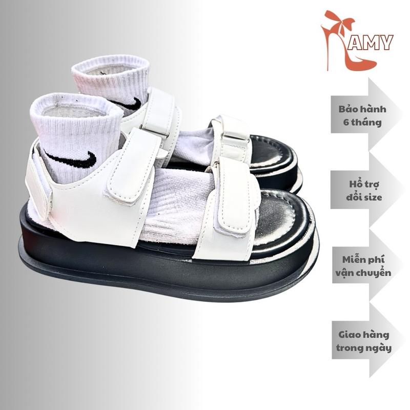 Dép nữ sandal My shop Hàn Quốc mã 404 Cao Sucao 4cm - quai dán khóa,mặt lót đệm muốt êm chân Chất liệu da chống trầy xước ,mặt đế chống trơn trượt ,mang đi học ... GiàY Nhung DéP giày