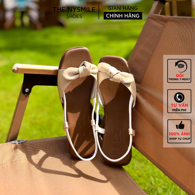 sandals mùa hè, giày bigsize , sandal đi học đính nơ - THENYSMILE - MAKIT (có size 40) Nữ Shoes