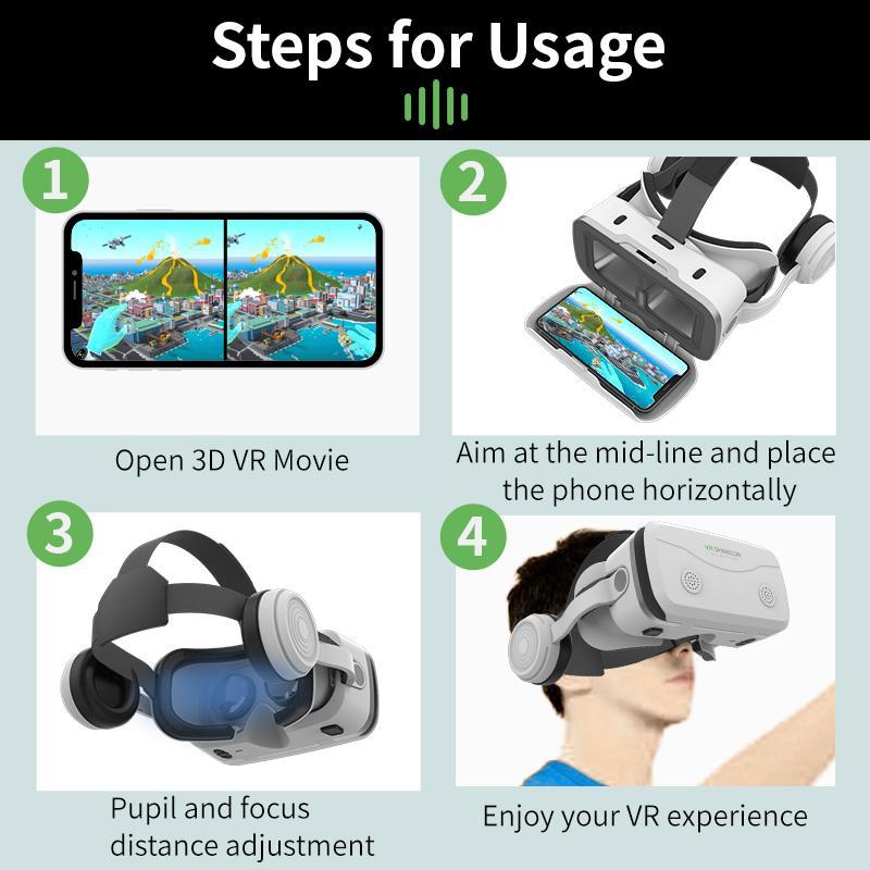Universal VR Glasses, Cell Phone VR Headset with 3.5mm Headset Interface, 3D Glasses VR Game Machine, Home Games Consoles for Smartphone 3
