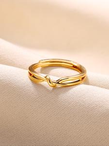 1 Pieza Anillo Ajustable de Torsión Sencillo y Liso para Mujer, Joyería de Acero Inoxidable para Fiesta, Decoración de Ropa Diaria para Chica