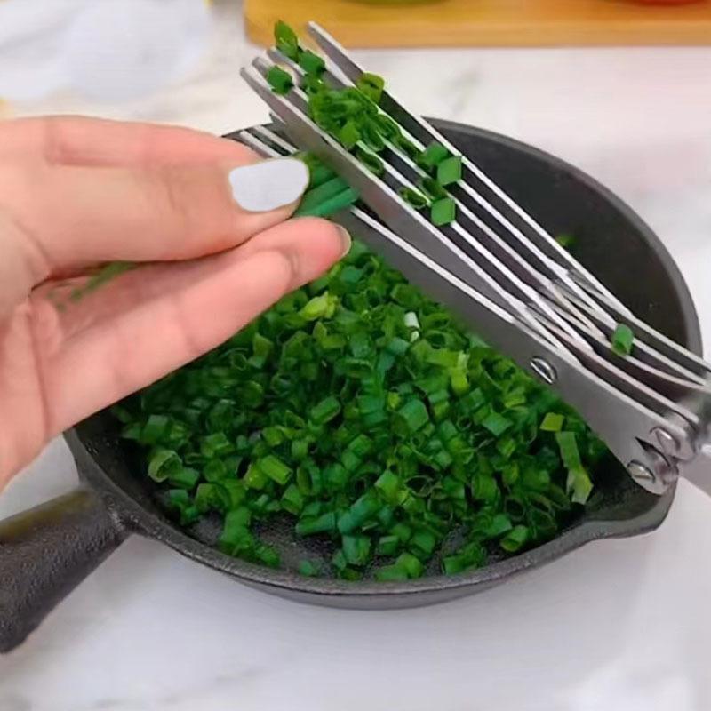 Product Introduction of Creative Stainless Steel Kitchen Scissors Five-Layer Green Onion Cutter Spice Laver Crushing Scissors Office Shredding Scissors Knife 6
