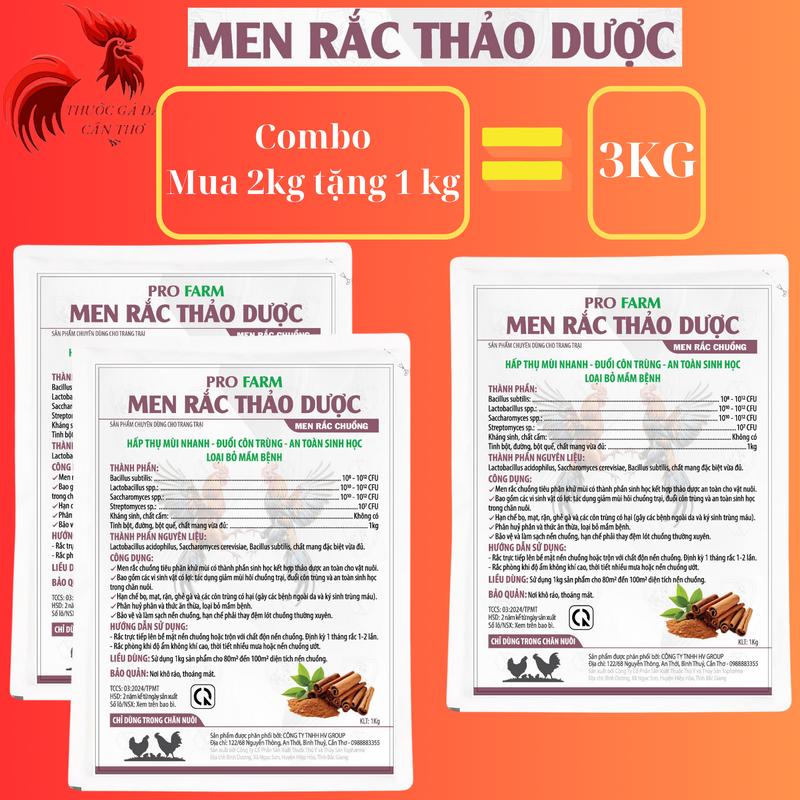 Combo mua 2 tặng 1 - Men rắc chuồng tiêu phân - khử mùi  giúp vệ sinh chuồng trại, giảm mùi hôi, sạch khuẩn ngay bệnh (1Kg)