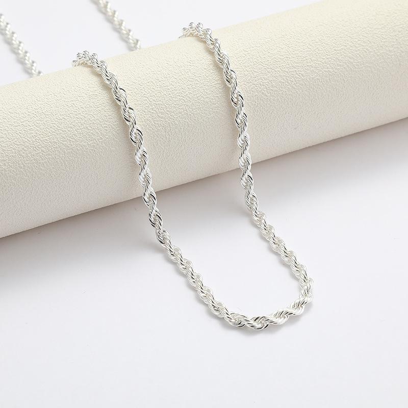 Vòng Cổ Bạc xoắn 4mm, đồ trang sức Hợp Xu hướng bán chạy, bạc mạ, Hàng Mới Về 0