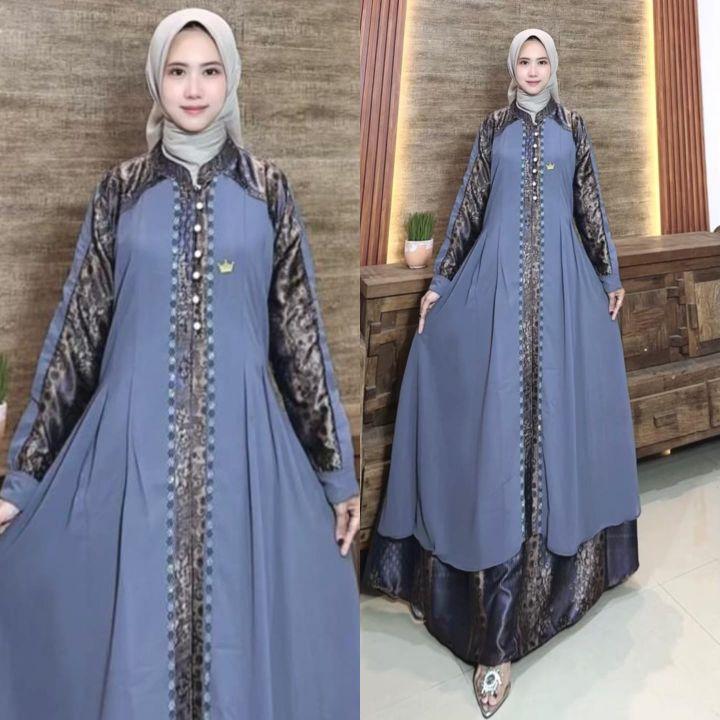 Dress Anjani Etnik kombinasi ceruty babydoll mewah elegan gamis lebaran.