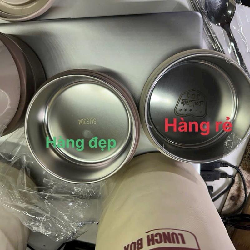 Hộp Cơm Văn Phòng, Hộp Cơm Giữ Nhiệt LUCKY LUNH BOX -  BENTO BOX - MEAL BOXKèm Thìa Đũa Túi , Thiết Kế 3 Ngăn Riêng Biệt Kèm Ruột Inox 304 6