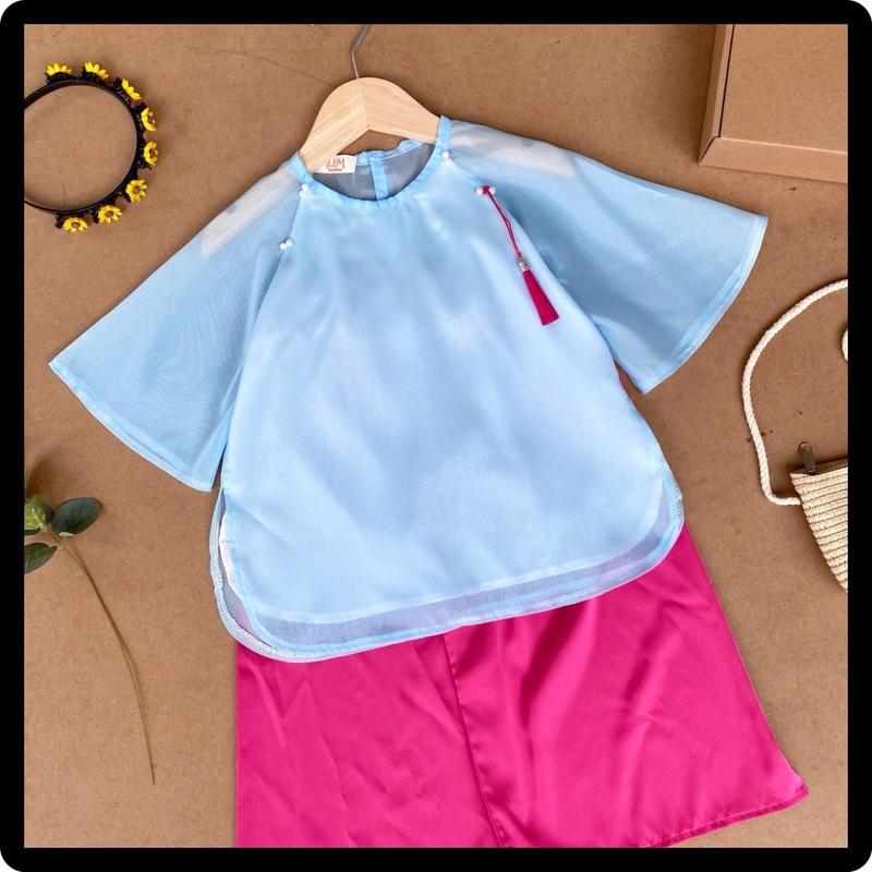 ĐỒ BÀ BA CHO BÉ GÁI SÉT ĐỒ CÁCH TÂN MẶC TẾT XINH XẮN DỄ THƯƠNG MÀU HỒNG LEMLEM 6