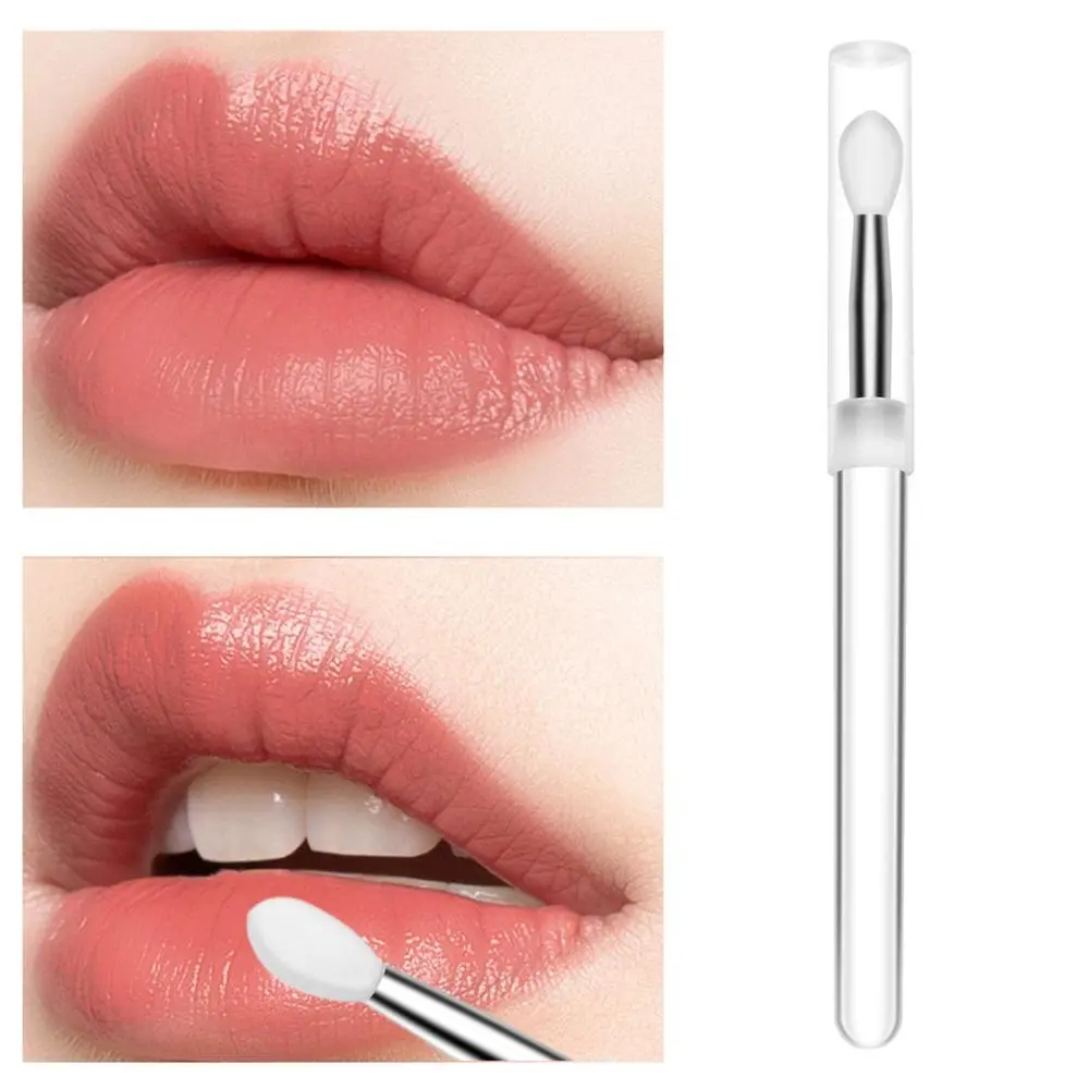 Lip Brush with Cap Portable Lip Scrub Brush Lipstick Applicator for Lip Gloss Foundation Exfoliating Lip Mask Eye Shadow