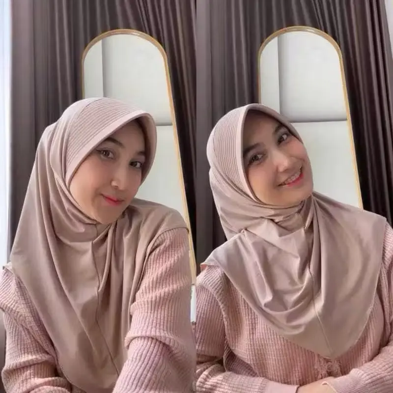 jilbab sport pet tebal / bergo sport pet tebal / jilbab instan / hijab bergo pet tebal Cantik Lembut Nyaman Pad Spandex Muslim Kerudung 3