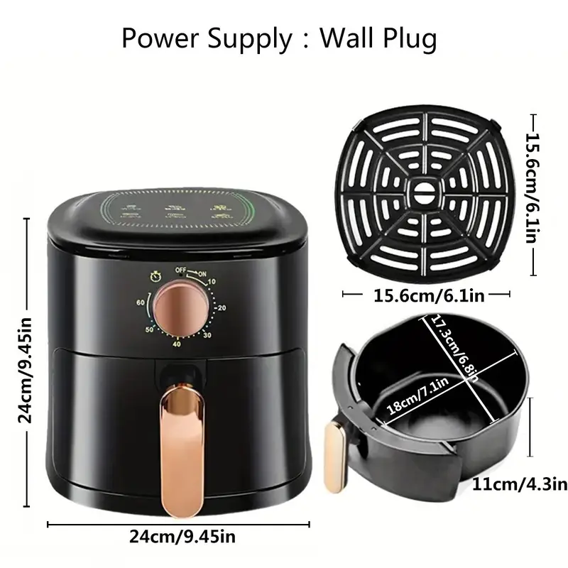 4.5L Large Capacity Air Fryer, Multifunctional Touch Screen Non-stick Electric Fryer, Multi-functional Household Food Cooker, Kitchen Appliances For Daily Use, Stocking Fillers Gift 2