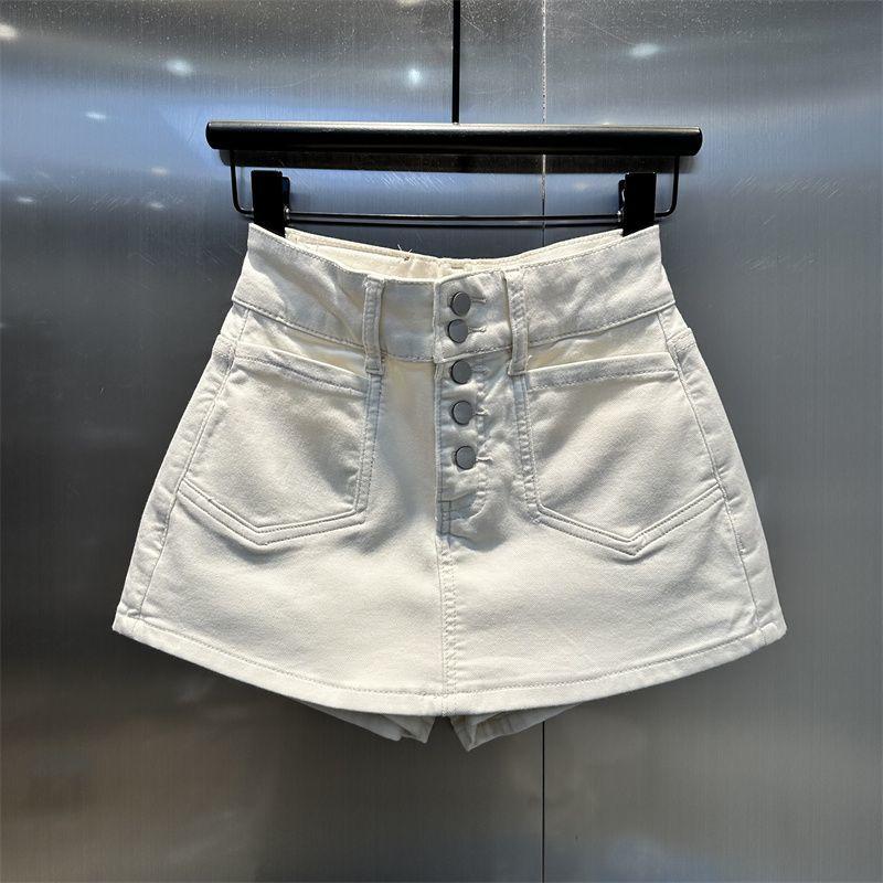 Product Introduction of Skirt Denim, Gaya Eropah, Rekaan Dua Keping Palsu, Payudara Depan, Putih Dibasuh, Gadis Panas, Sesuai untuk Musim Bunga dan Musim Panas, Seluar Pendek Segar, 2024 6