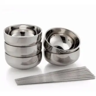 Bát ăn cơm Inox 2 Lớp Chống Nóng - An Toàn, cản nhiệt Tốt, kiên nhẫn xử dụng dài lâu kích tấc mặt phẳng 11.5cm