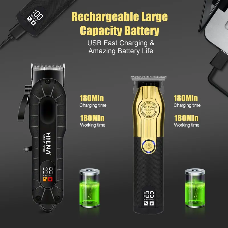 Professional Cordless Hair Clipper Set, 1 Box Men's USB Charging Hair Clipper and Trimmer Set, Beard Trimmer, Great Gift for Men 2