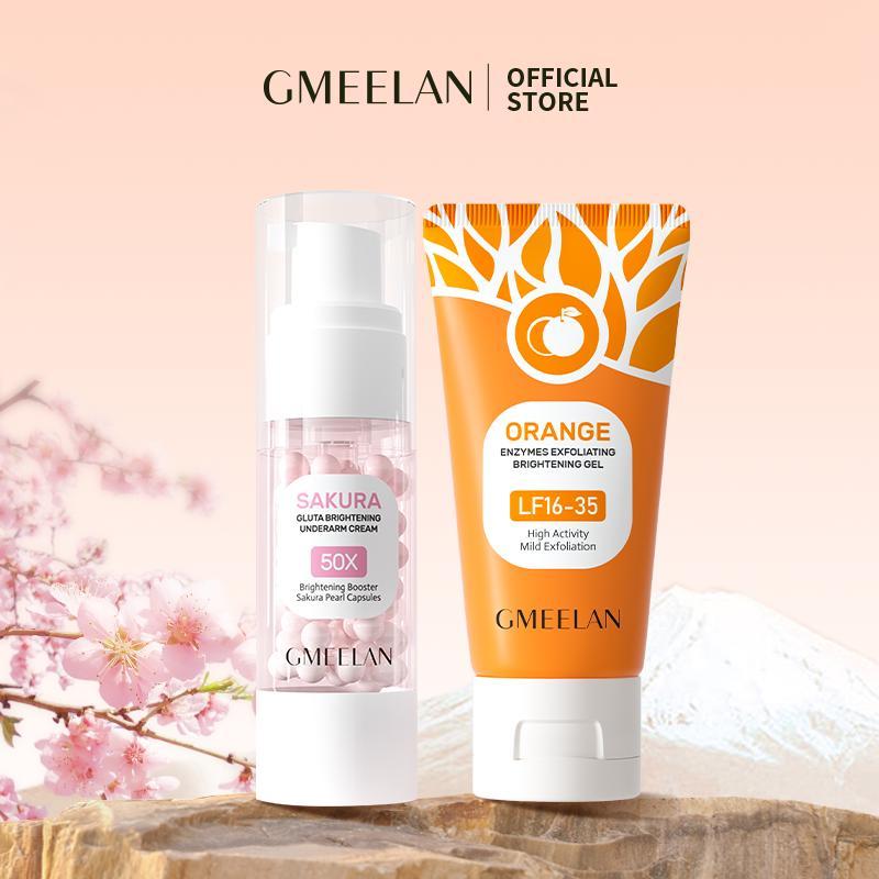 【L COMBO 2PCS GMEELAN Gel Tẩy Tế Bào Chết Da Mặt 50g+Kem Dưỡng Nách Sakura Underarm Cream 30g Kem hỗ trợ dưỡng sáng nách