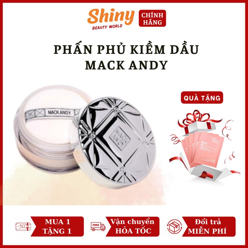 Phấn phủ kiềm dầu Mack Andy Màu 010 - Phấn phủ dạng bột có nhũ kim tuyến không thấm nước, lâu trôi - Shiny Beauty World