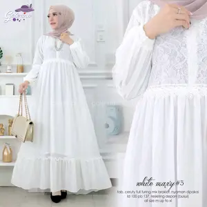 GAMIS PUTIH #3 / GAMIS CERUTY KOMBINASI BROKAT / DRESS WANITA