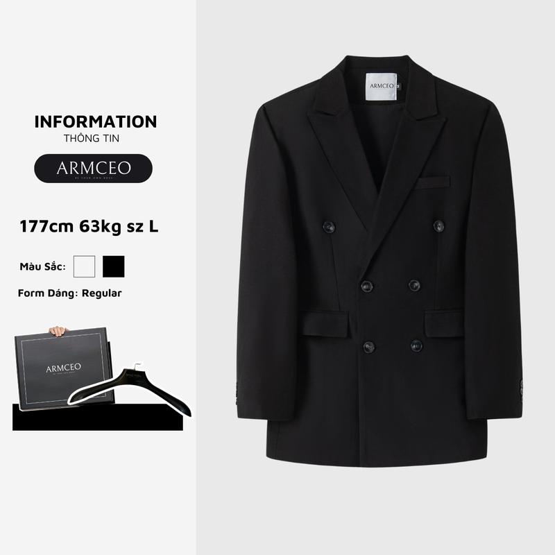 Áo blazer nam nữ form rộng 6 khuy Hàn Quốc thanh lịch, sang trọng thương hiệu BAETON -B03