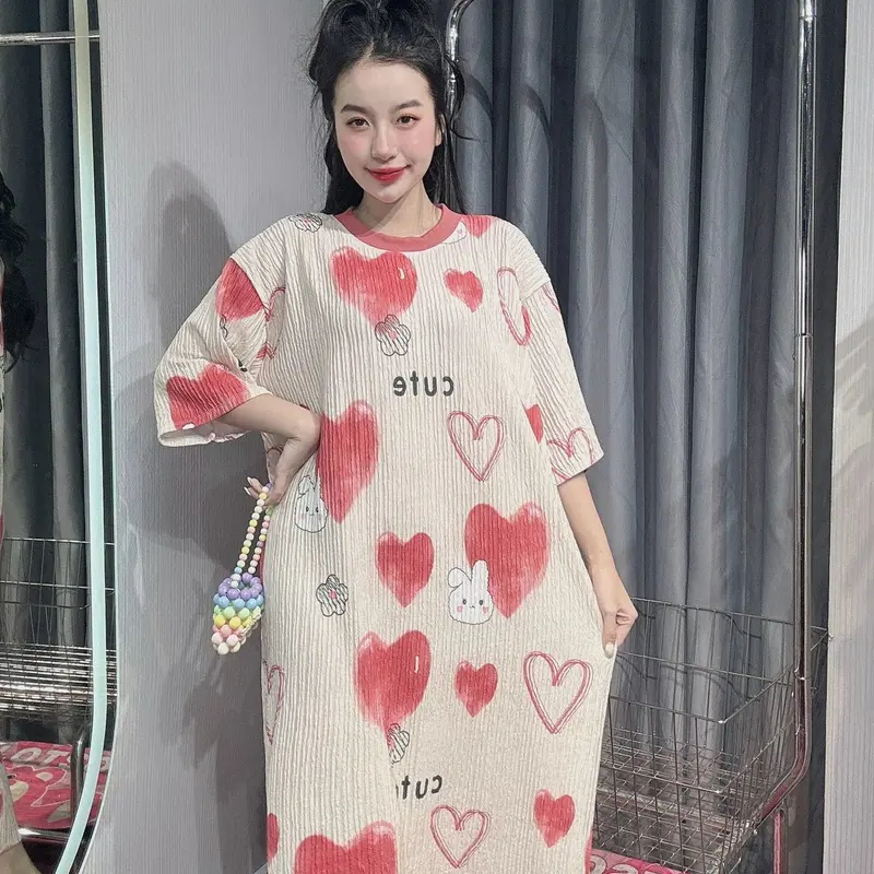 Đầm babydoll vải xốp hoạt hình cute A195 Nữ Dress Women Nhung Voi 3
