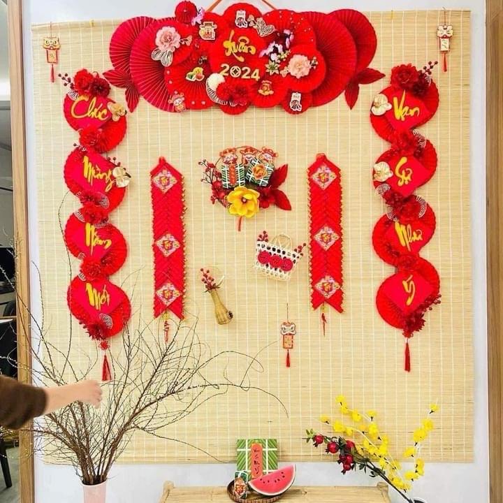 Mành tăm tre làm phông chụp hình tết kích thước 1.5x2 mét