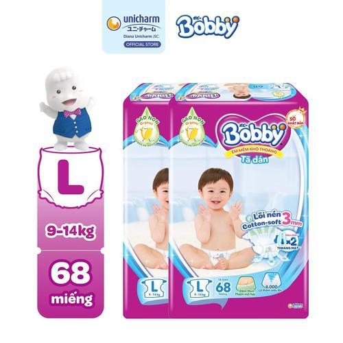 [COMBO 2] Tã dán Bobby lõi nén cotton-soft 3mm L68 Cho Bé
