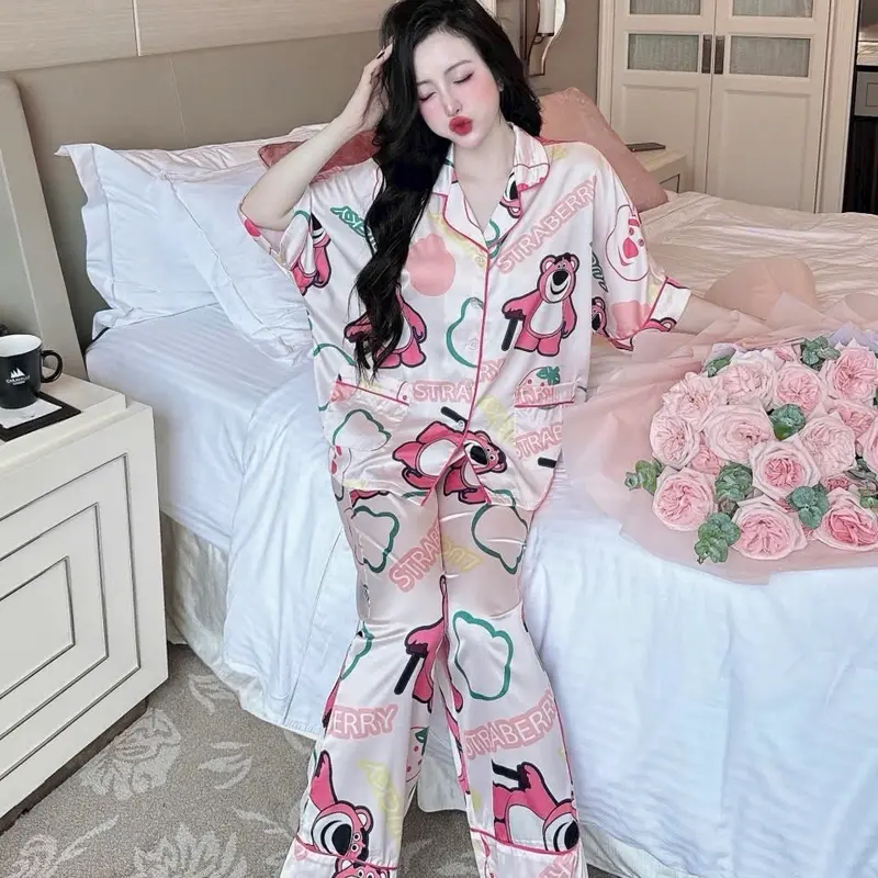 Đồ Bộ Pijama Form Cánh Dơi Chất Lụa Latin Mịn Đi Viền Bigzize 50-80kg Nữ 8