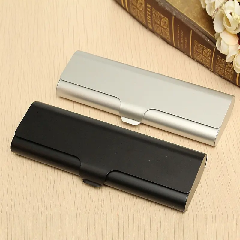 Hộp đựng kính kim loại 1 mảnh, hộp bảo vệ Màu bạc màu đen, hộp đựng kính mắt di động để đi du lịch, bộ tổ chức kính râm nhỏ 1