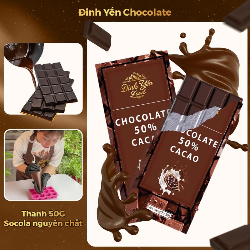 Socola Thanh 50g Mix 50% Cacao Dinhyenchocolate đồ ăn vặt siêu ngon giá rẻ