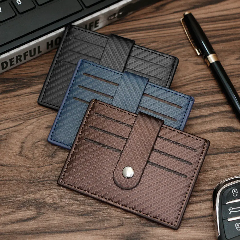 New Carbon Fiber Thin Card Holder Fashion Business Multiple Card Slots Neutral Card Clamp Pu Purse Fashion Card Holder yonder  pouch wallet  men