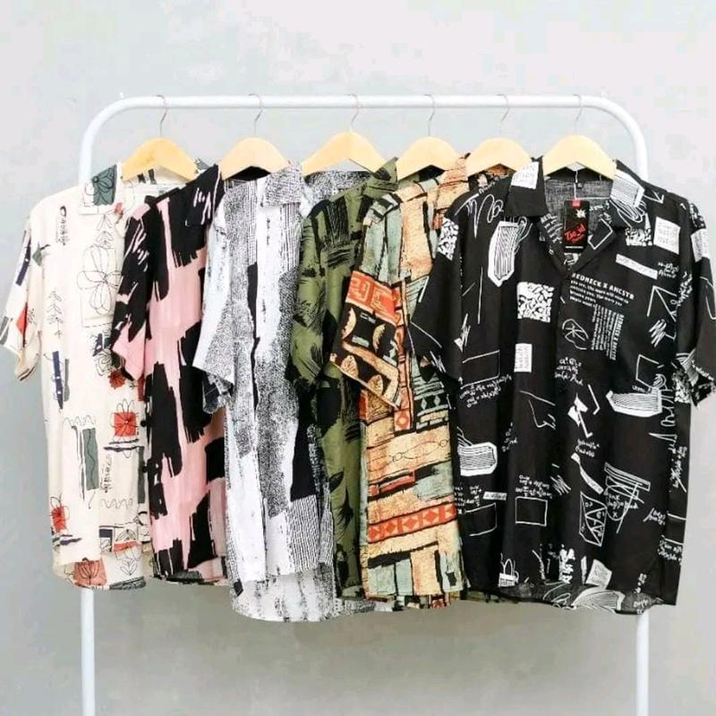 Kemeja Vintage Pria Baju Hawai Rayon Motif Kekinian Distro 1