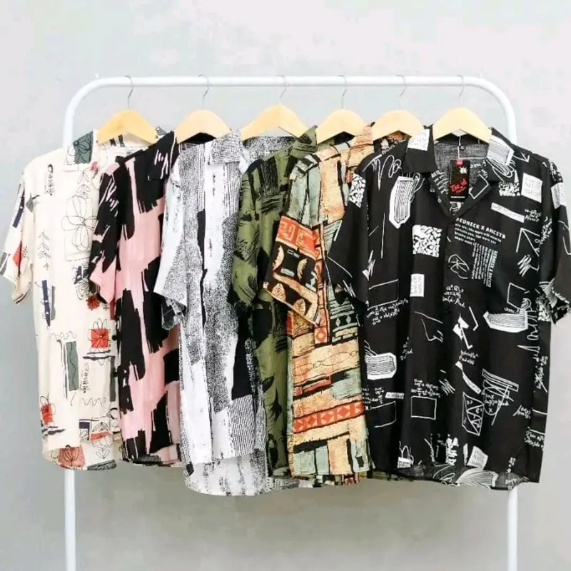 Kemeja Vintage Pria Baju Hawai Rayon Motif Kekinian Distro 1
