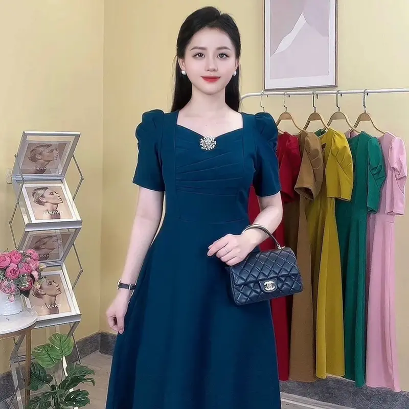 Đầm d30 xếp ngực màu sắc đa dạng - LYNLYN CÔNG SỞ - sang trọng lịch sự   đầm Nữ Women Dress Đỏ đầm hoa tulip độc đáo 5