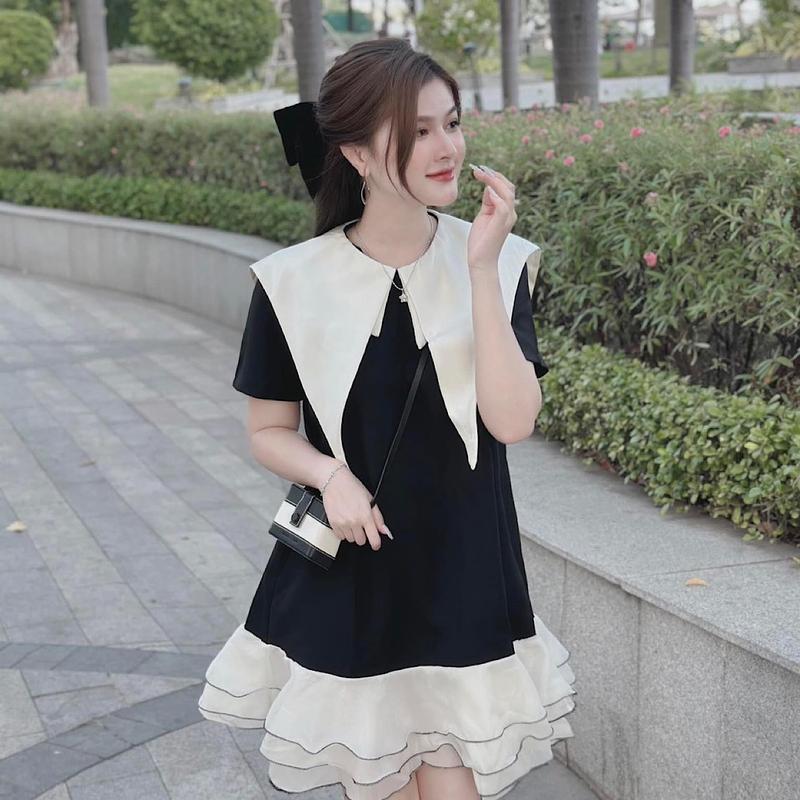 Đầm Babydoll Vạt Nhọn Tay Bèo Tiểu Thư Bigsize Kim Ngân Đầm Bầu S/M/L/XL/XXL DX111 Nữ Women