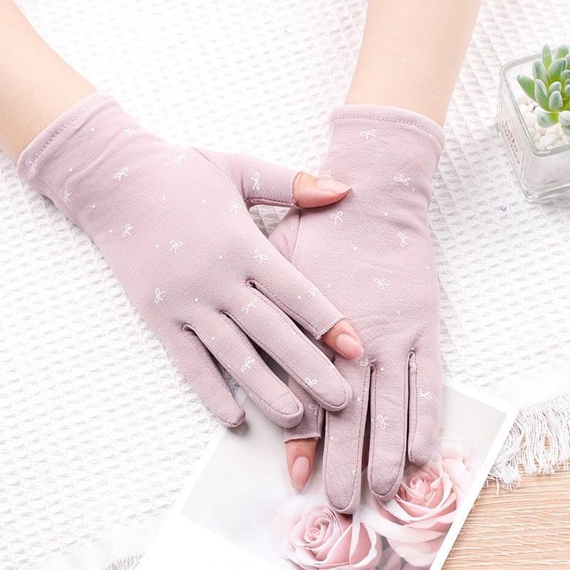 Bao Tay Chống Nắng Cotton bên trong lót nỉ mịn - Hở Ngón Dùng Điện Thoại Cảm Ứng