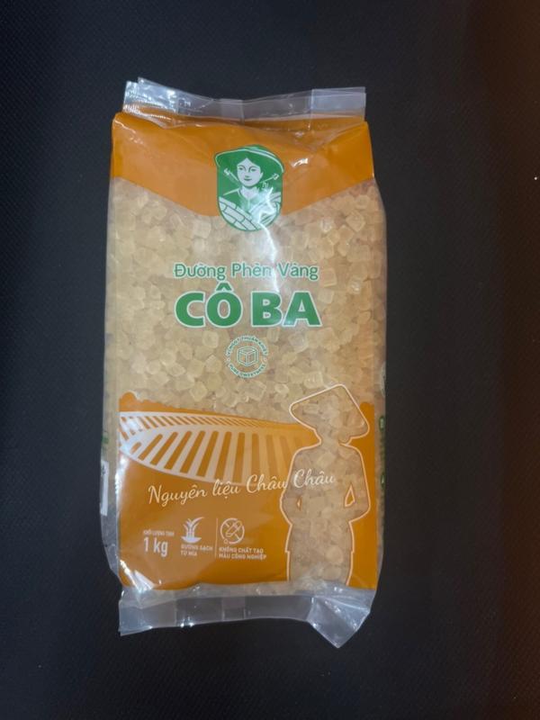 ĐƯỜNG PHÈN VÀNG CÔ BA BIÊN HOÀ TÚI 1KG BAO BÌ MỚI- NGỌT THANH TỰ NHIÊN, TINH KHIẾT - nguyên liệu châu