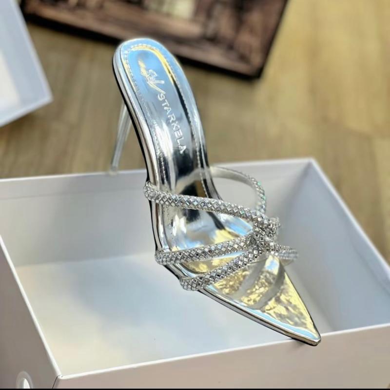 Giày cao gót mũi nhọn dây đá chéo HM45 gót cao 9cm dành cho nàng đi chơi,đi tiệc đây ạ Shoes Nữ DéP Sandal Cao Su