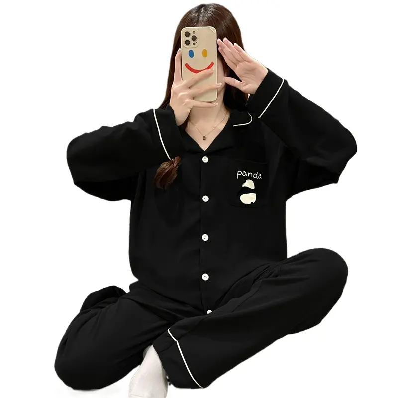 Đồ Ngủ Pijama, K257, Dành Cho Nữ, Phong Cách Mùa Xuân Và Mùa Thu, Thiết Kế Đơn Giản, Tay Áo Dài, Hàng Mới Về 2023, Phong Cách Người Nổi Tiếng Trên Internet, Thích Hợp Cho Nam Và Nữ, Đồ Mặc Ở Nhà, Bộ Đồ Cặp Đôi, Nam Women Top Women Top