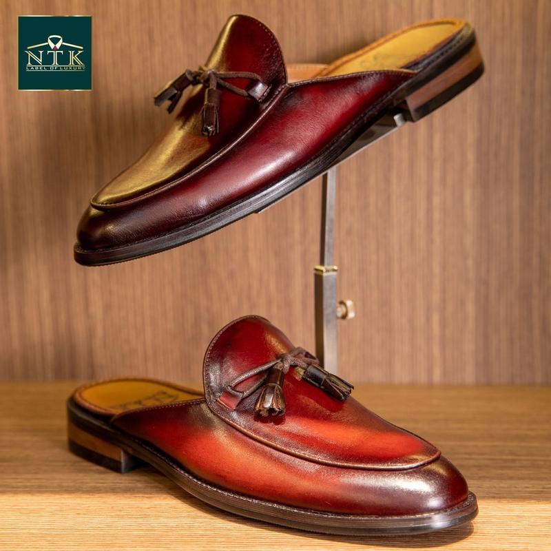 Sục nam chuông màu nâu đỏ chất liệu Da bò nhập khẩu bảo hành 24 tháng đế gỗ phíp cao cấp Cao Su Đồng DéP