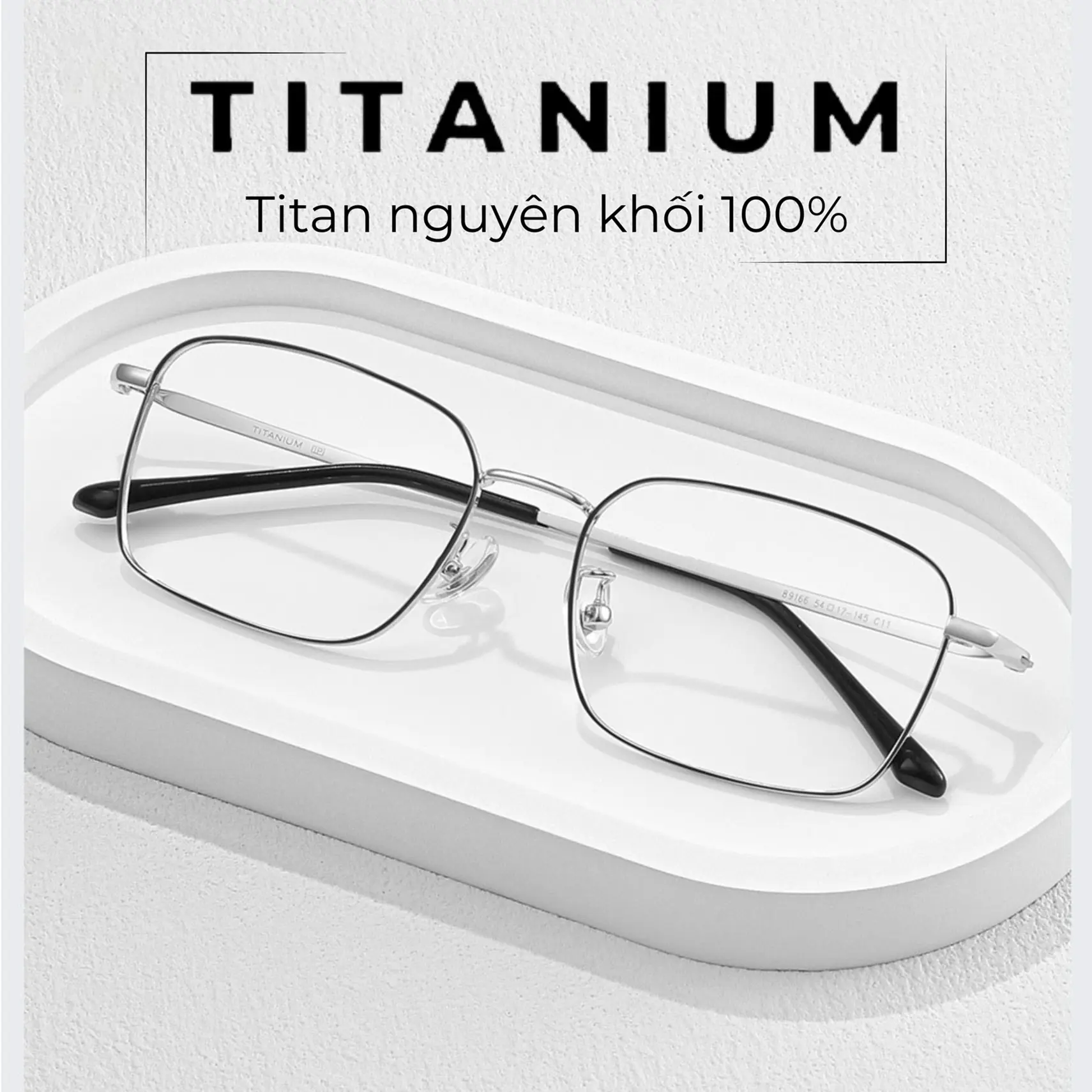 [Bản Giới Hạn] Gọng Kính Titanium Nguyên Chất Classic Business DES.POINT DP60 Silver Black Chống Ánh Sáng Xanh