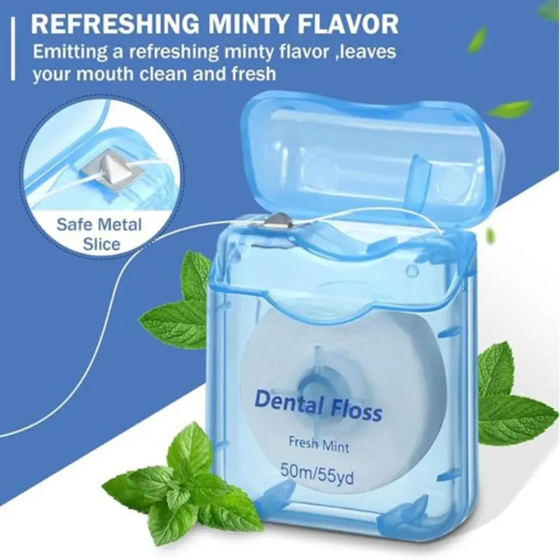 Mini Dental Floss Bulk Mint Flavored 50m Each Travel Dental Floss Oral Care for Teeth and Gum Protection