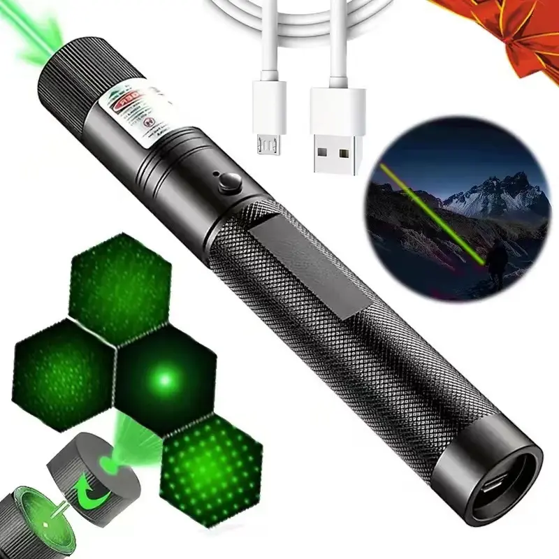 Đèn Pin Laser Có Thể Sạc Lại USB, Đèn Pin Laser Ngoài Trời, Laser Tia Xa 303, Bút Cảm Ứng Con Trỏ Bán Hàng, Quà Tặng Laser