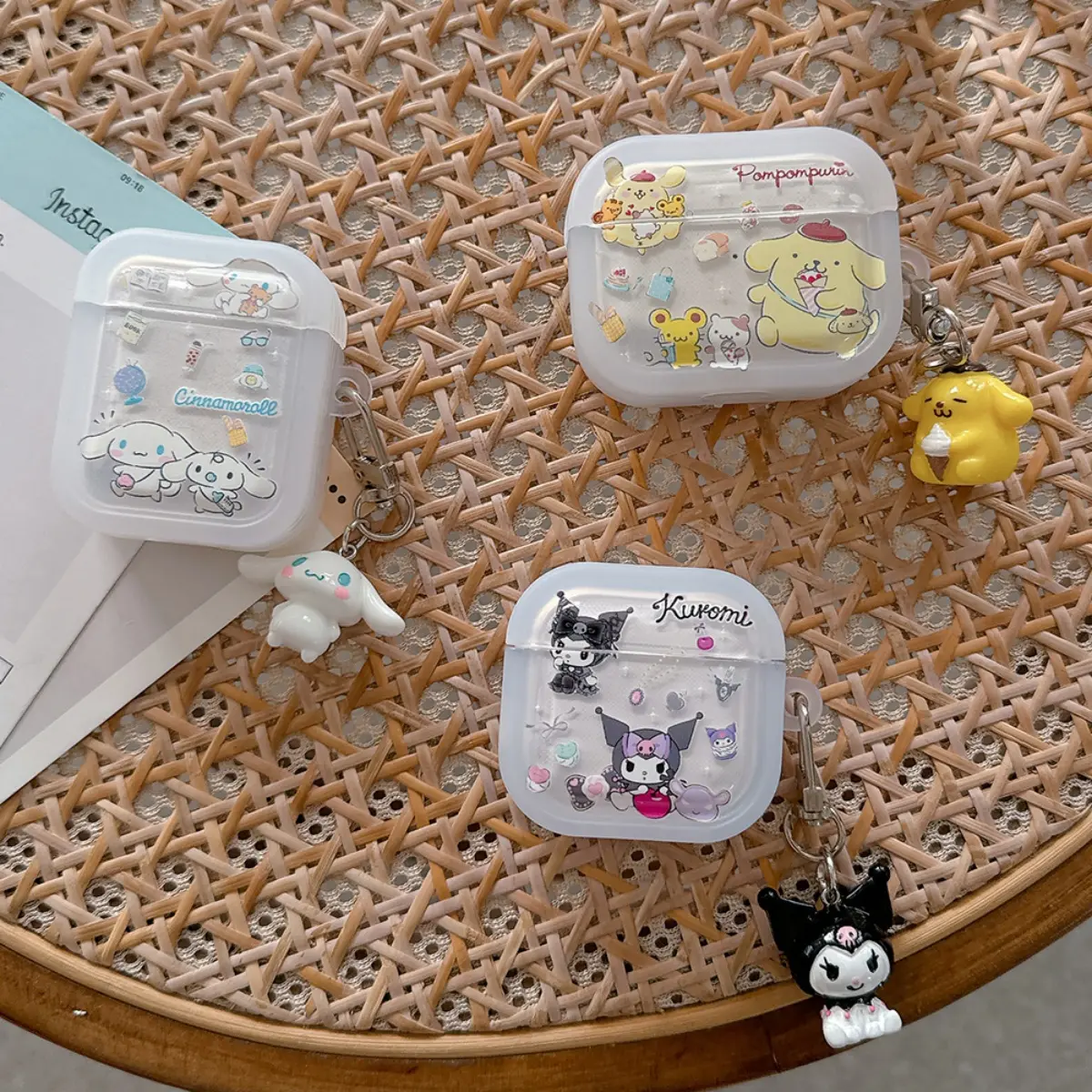 Ins Big-Eared Dog Kuromi Cute Cartoon Compatible with Apple Bluetooth AirPods Pro 2 Case AirPods 4th Generation Earphone Case 1/2/3rd Generation with Pendant