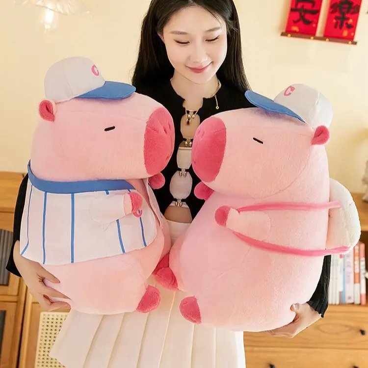 Gấu Bông Capybara Màu Hồng Dễ Thương Đeo Ba Lô nhập khẩu cao cấp ( tem hãng ) chuẩn hàng quảng châu Thú Bông Đồ Chơi Thú Nhồi Bông Toy Voi 6