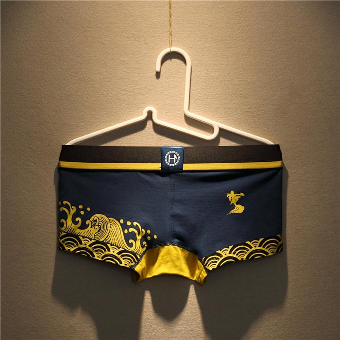 Product Introduction of 2pcs/lot men's cartoon underwear tight-fitting low-waisted cotton U convex boyshort youth breathable sports boxers 7