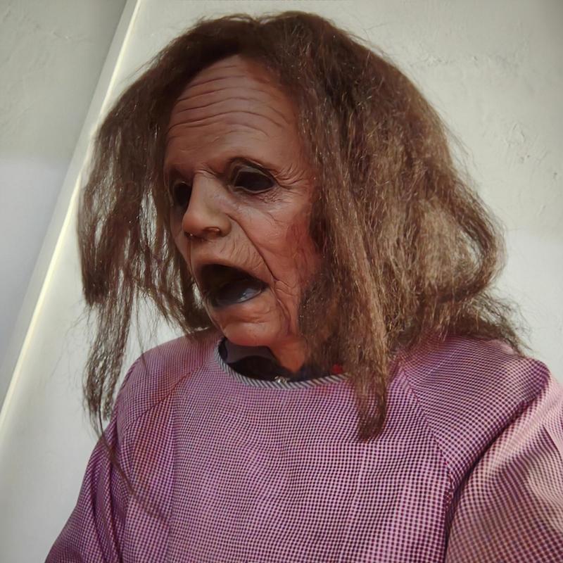 Product Introduction of Old Lady Latex Mask, 1 Count Long Hair Scream Grandma Mask, Party Horror Granny Witch Mask, Halloween Lifelike Role-play Costume Props 8