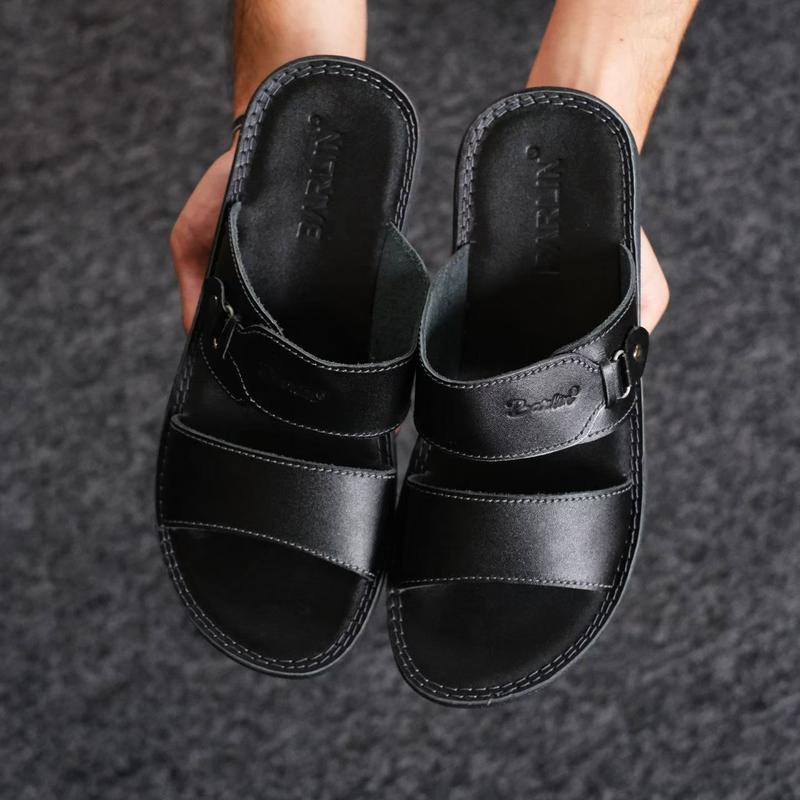 Sandal Slide Pria Kasual Kulit Asli Original - Sandal Selop Pria Laki Cowok Kulit Asli Barlin Original - Sandal Kulit Terbaru Keren Modern Kekinian - 8