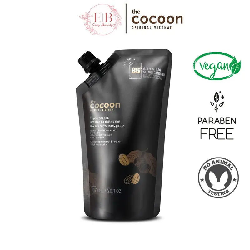 Cà phê Đắk Lắk tẩy da chết cơ thể Cocoon cho làn da mềm mại & rạng rỡ 600ml Túi Refill 2