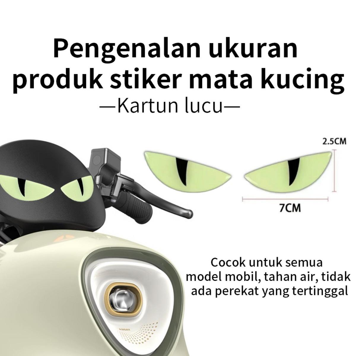Stiker Mata Setan 3D Bercahaya Khusus Mobil & Motor – Tampilan Kucing yang Menarik untuk Kendaraan Anda
