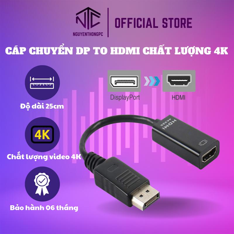 Cáp chuyển Displayport sang HDMI, DP to HDMI  chất lượng độ phân giải  4K 2K Phụ Kiện