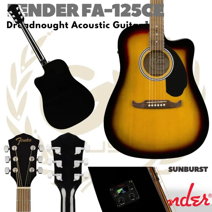 Fender FA-125CE Dreadnought Acoustic Electric Guitar - Gitar Fender 2