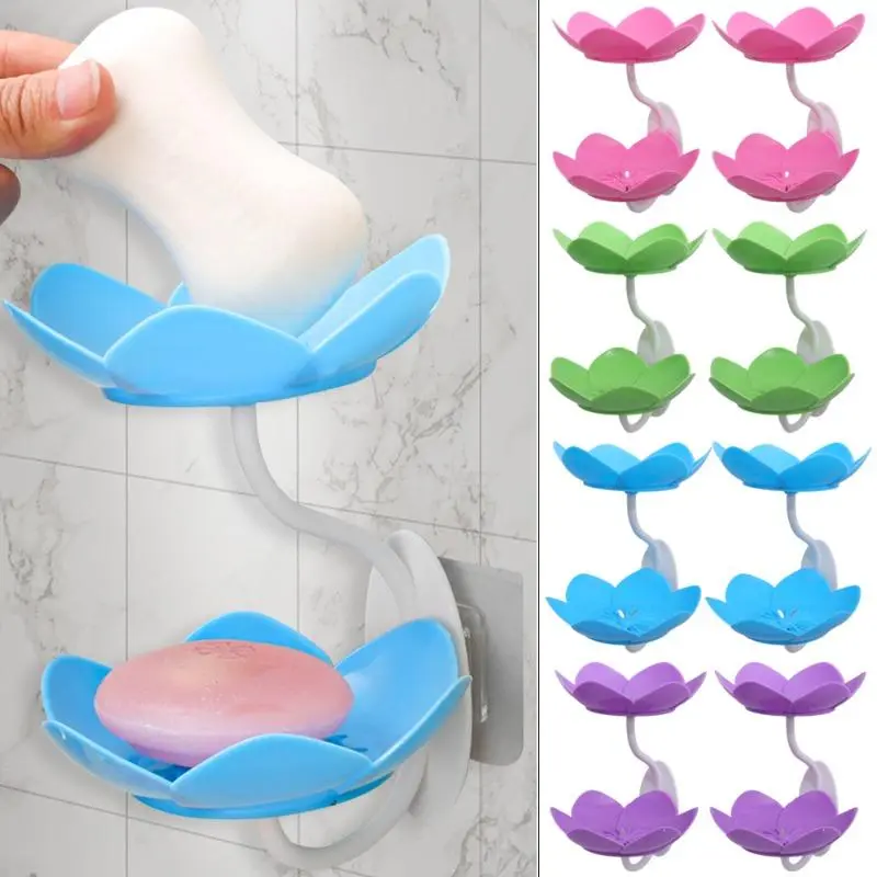 Đĩa Đựng Xà Phòng, Hai Lớp, Hình Hoa Sen, Ráo Nước, Không Cần Đục Lỗ, Cầm Tay, Khay Đựng Xà Phòng, Phụ Kiện Phòng Tắm, Hàng Mới Về
