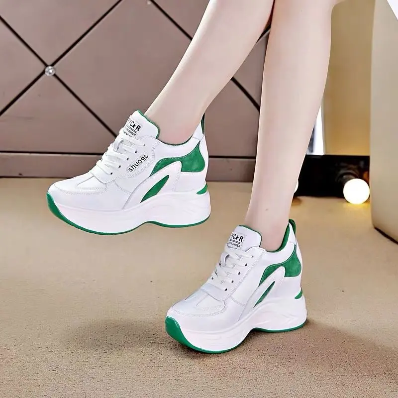 Giày Daddy Thể Thao, Tăng Chiều Cao, Dành Cho Nữ, Thời Trang Xuân Hè, Giày Trắng Đế Xuồng, Thường Ngày Và Dễ Phối Đồ Bó Sát, Tăng Chiều Cao, Năm 2025